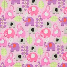 Katoen roze met olifanten